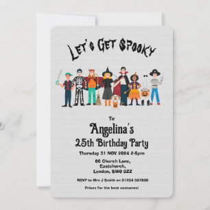 Custom Spooky Halloween Birthday Costume Party Invitation