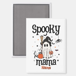 Custom Spooky Mama Halloween – Ghost, Cat, Pumpkin Magnet