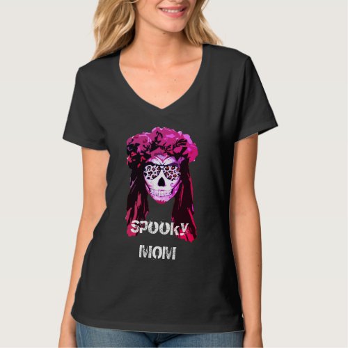 Custom Spooky MOM Cute FunnyWomen V_neck T_Shirt