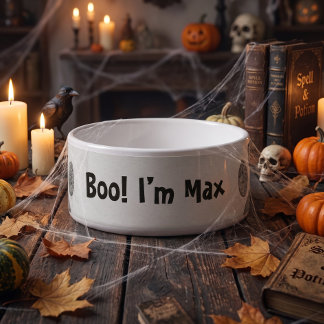 Custom Spooky Paw Halloween Boo Crew Bowl