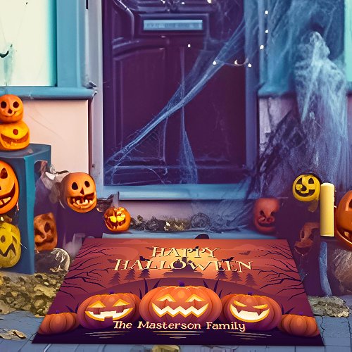 Custom Spooky Pumpkins Happy Halloween Doormat