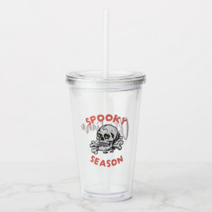 Custom Spooky Season Scary Skull Halloween  Acrylic Tumbler