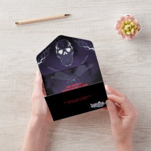 Custom Spooky Skeleton Halloween Party All In One Invitation