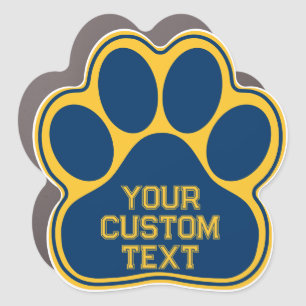 Custom Sport Navy Blue and Bright Gold Paw Print Car Magnet