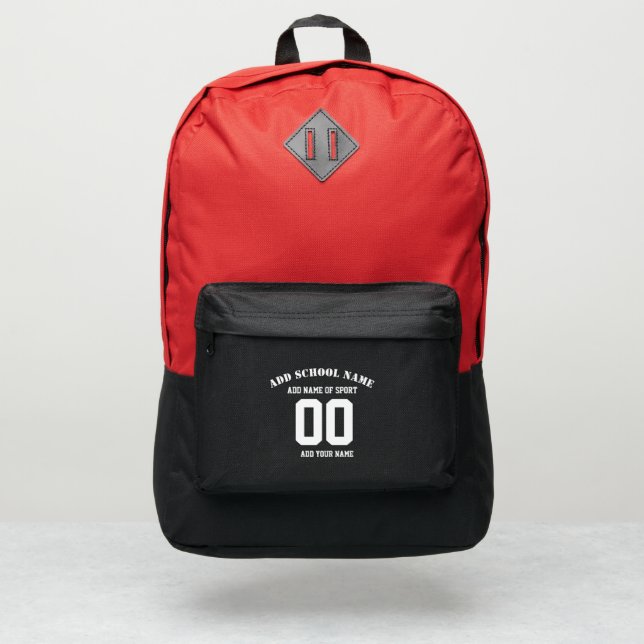 Custom Sports Backpack - Jersey Name & Number (Front)