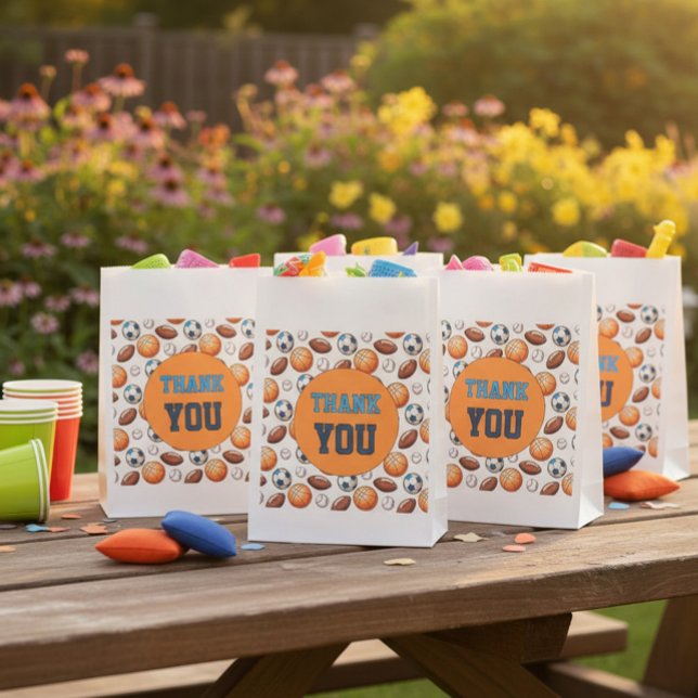 Custom Sports Balls Birthday Thank You Favor Bags (Creator Uploaded)
