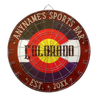Custom Sports Bar COLORADO FLAG Rustic Brown Dart Board