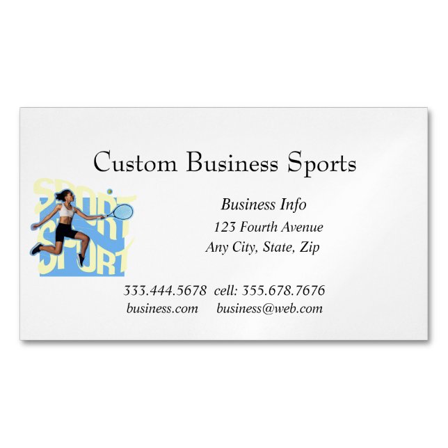 Custom Sports Basketball Fitness Coach Tennis  Business Card Magnet (Front)