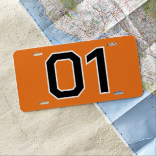 Custom sports car racing number license plates