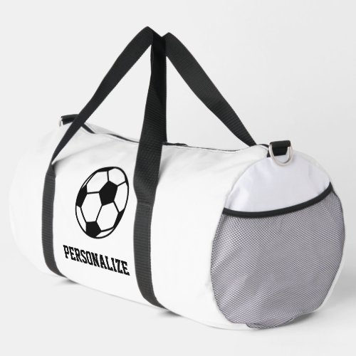 Custom sports duffle bag with soccer ball logo