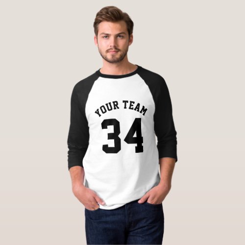 Custom Sports Jersey Black Your Name Team Number T_Shirt