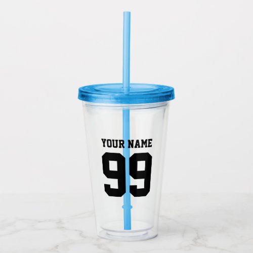 Custom sports jersey name and number tumbler glass