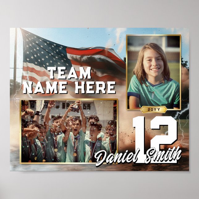 Custom Sports Memory Mate Template American Flag Poster (Front)