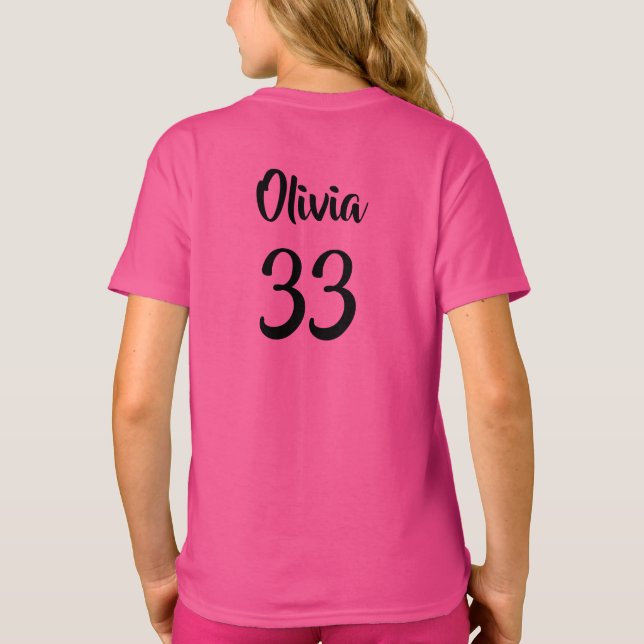 Custom Sports Name Number Girls' T-Shirt (Back)
