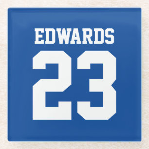 Custom Sports Numbered With Name Glass Coaster