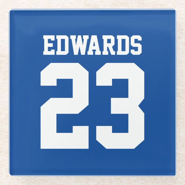 Custom Sports Numbered With Name Glass Coaster (Front)