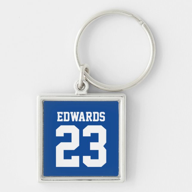 Custom Sports Numbered With Name Keychain (Front)