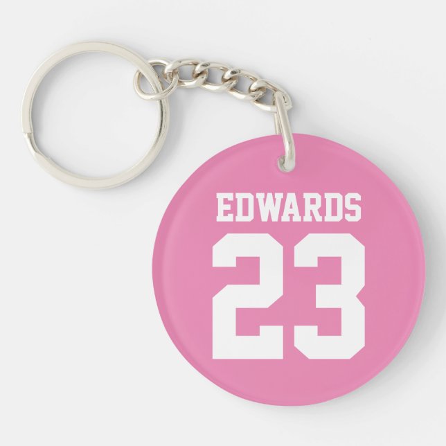 Custom Sports Numbered With Name Keychain (Front)