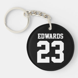 Custom Sports Numbered With Name Keychain