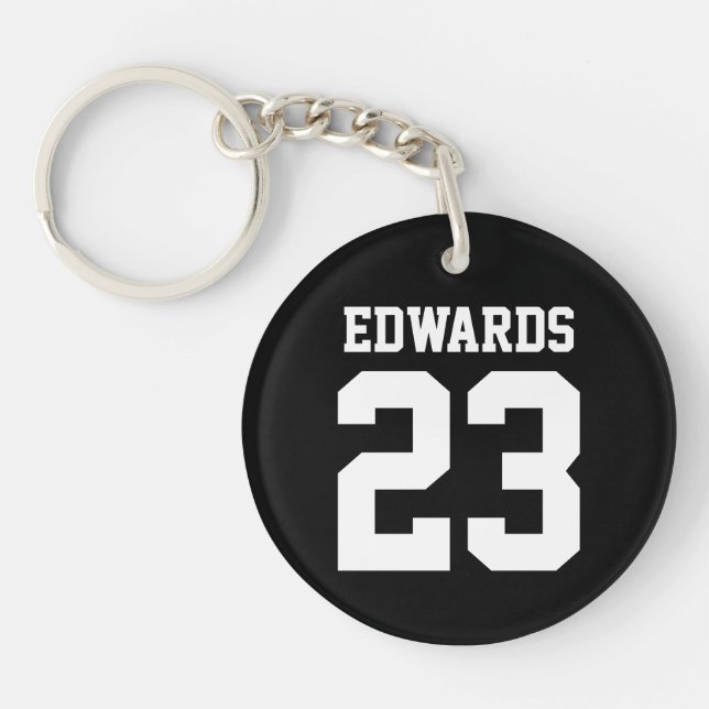 Custom Sports Numbered With Name Keychain (Front)