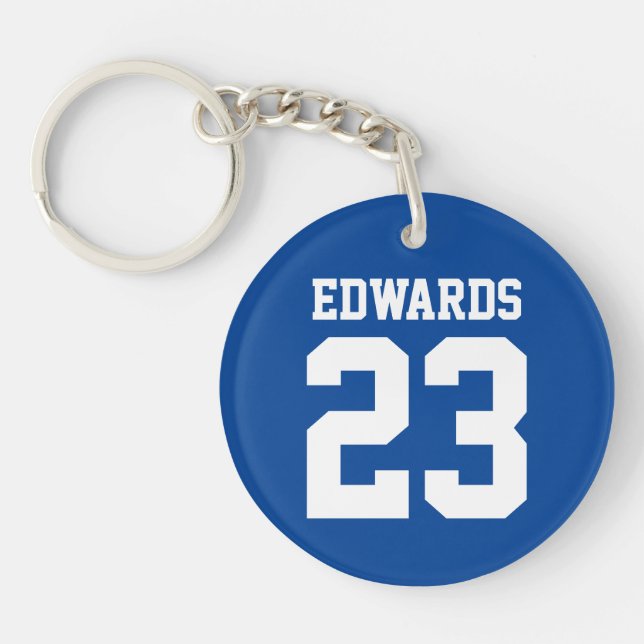 Custom Sports Numbered With Name Keychain (Front)
