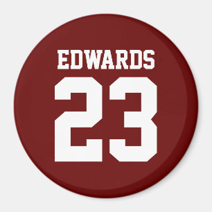 Custom Sports Numbered With Name Magnet