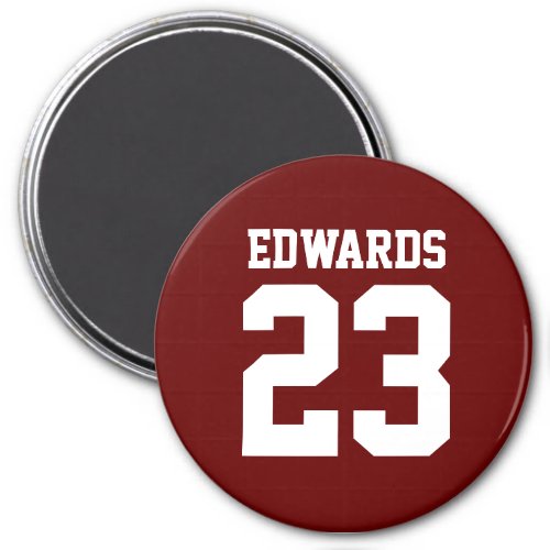 Custom Sports Numbered With Name Magnet