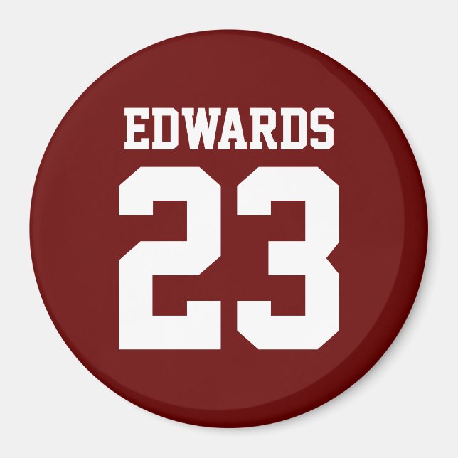 Custom Sports Numbered With Name Magnet (Front)