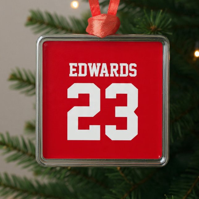Custom Sports Numbered With Name Metal Ornament (Creator Uploaded)