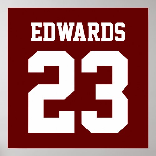 Custom Sports Numbered With Name Poster