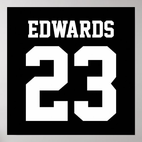 Custom Sports Numbered With Name Poster