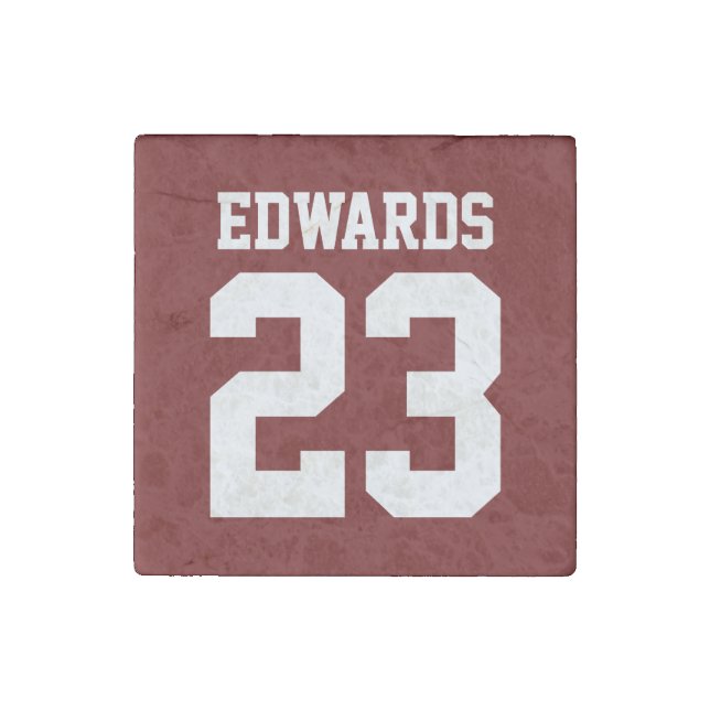 Custom Sports Numbered With Name Stone Magnet (Front)