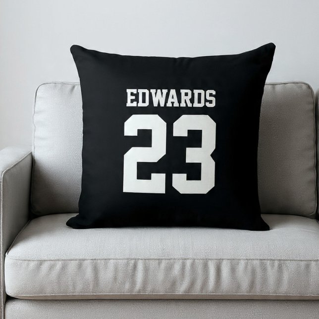 Custom Sports Numbered With Name Throw Pillow (Creator Uploaded)