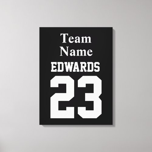 Custom Sports Numbered With Team Name Canvas Print