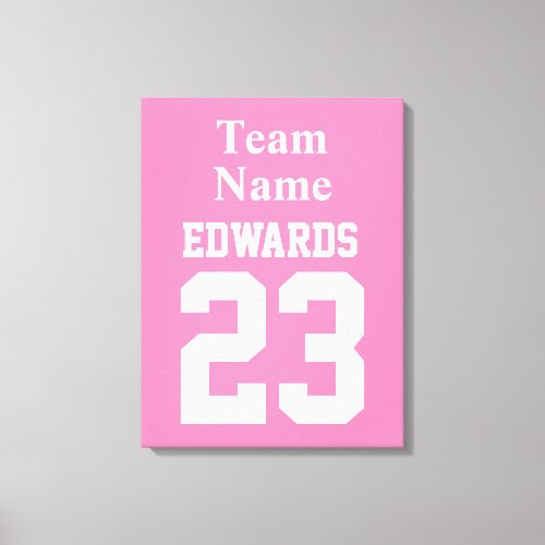 Custom Sports Numbered With Team Name Canvas Print