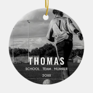 Custom Sports Photo Modern Minimalist Ceramic Ornament