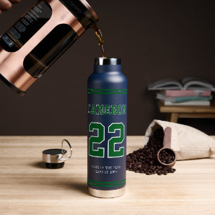 Custom Sports Style School College Player Graduate Water Bottle