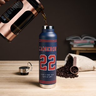 Custom Sports Style School College Player Graduate Water Bottle