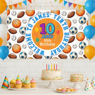 Custom Sports Theme 10th Birthday Banner