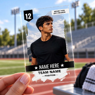 Custom Sports Trading Card, Unique Modern Player Clear Business Cards