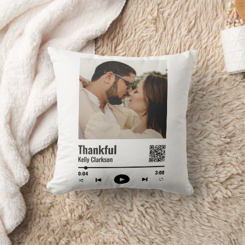 Custom Spotify Couple Photo Music Anniversary  Throw Pillow
