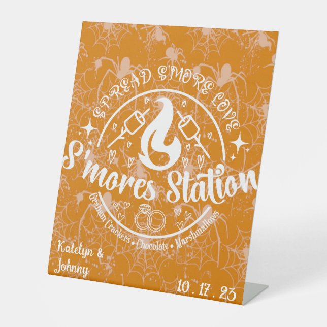 Custom Spread More Love Smores Station Halloween  Pedestal Sign (Front)