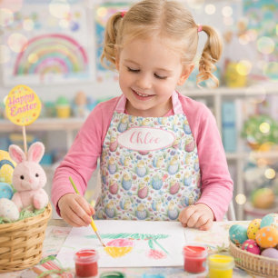 Custom Spring Apron with Pastel Easter Egg Pattern