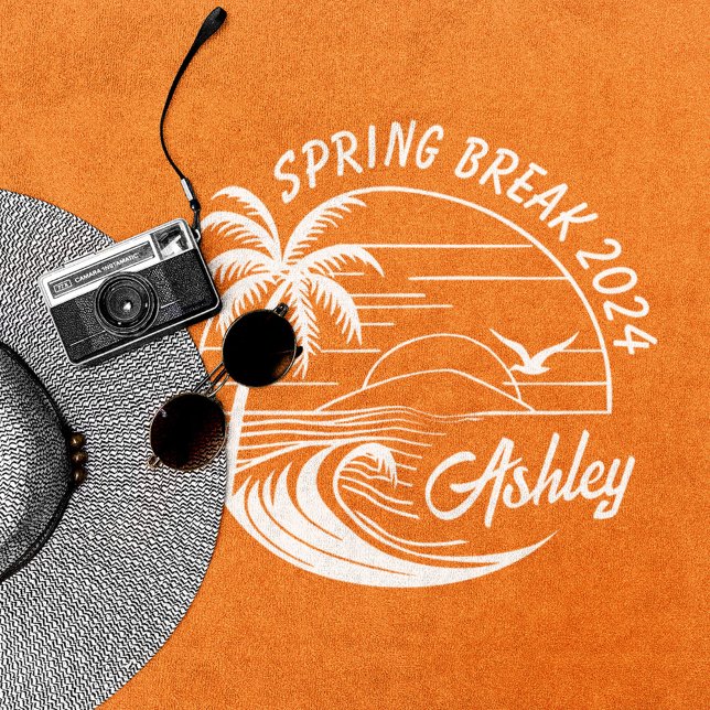 Custom Spring Break Girls Trip Cute Beach Fun Beach Towel (Matching spring break towels for your whole girl squad!)