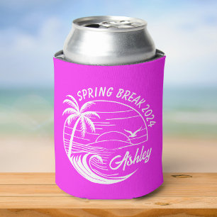 Custom Spring Break Girls Trip Cute Beach Pink Can Cooler