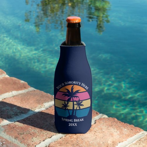 Custom Spring Break Sorority Beach Party Palm Tree Bottle Cooler