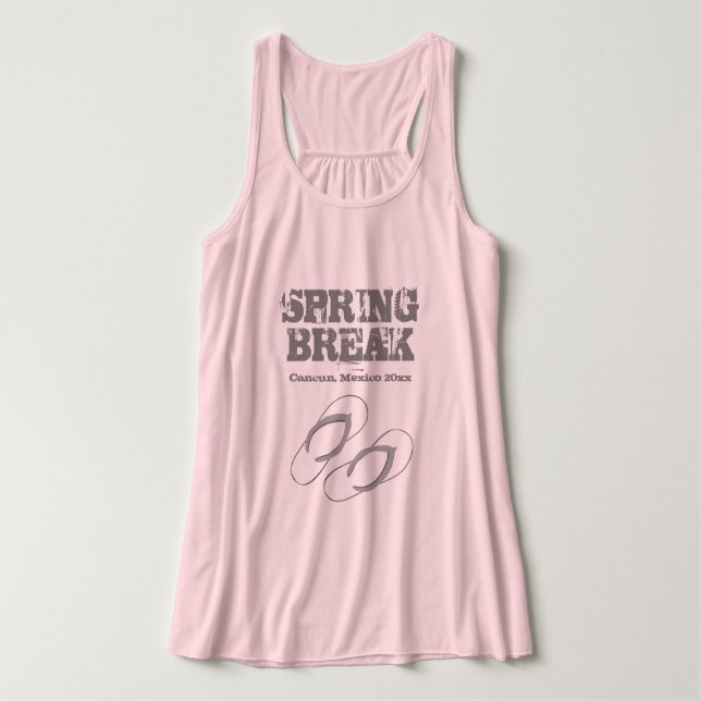 Custom Spring Break tank tops with beach slippers (Design Front)