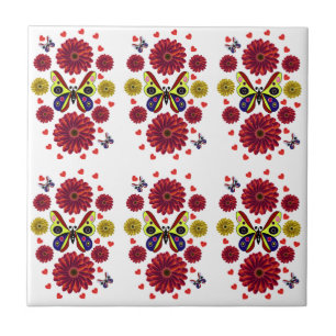 Custom Spring Butterfly Floral Gift  Ceramic Tile