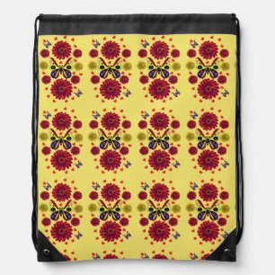 Custom Spring Butterfly Floral Gift  Drawstring Bag