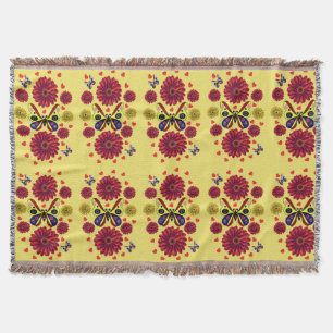Custom Spring Butterfly Floral Gift  Throw Blanket